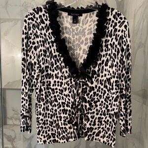 White House Black Market Leopard Print Button Down Shirt